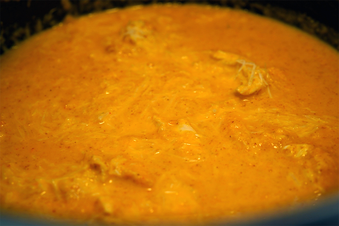 Close-up of the finished sauce in the pan
