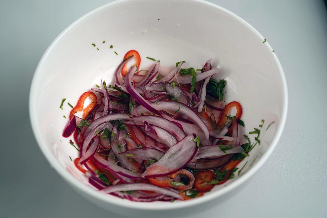 Sarsa criolla on a bowl