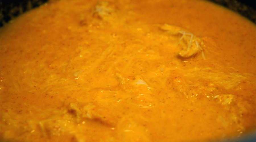 Close-up of the finished sauce in the pan
