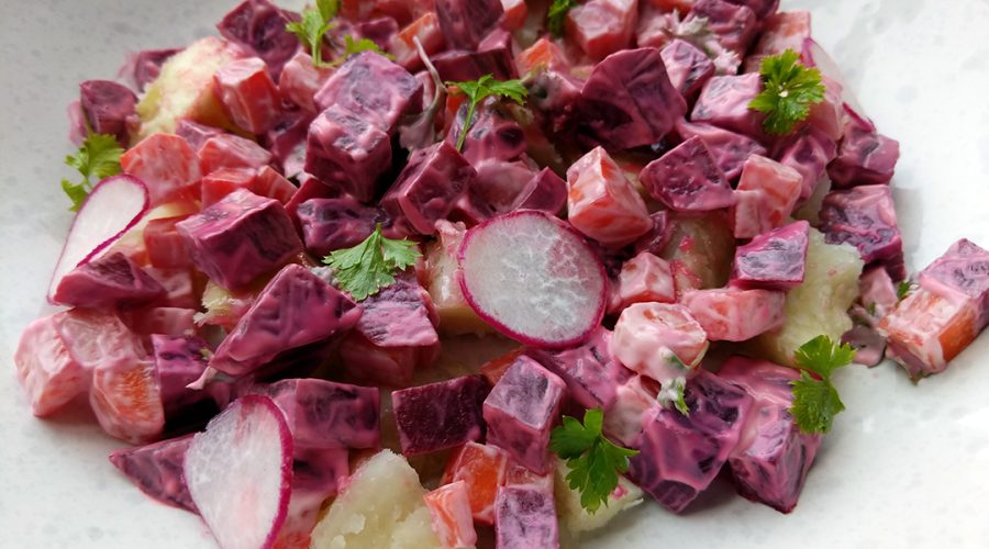 receta de ensalada rusa peruana cremosa con mayonesa casera - creamy Peruvian ensalada rusa recipe with homemade mayonnaise