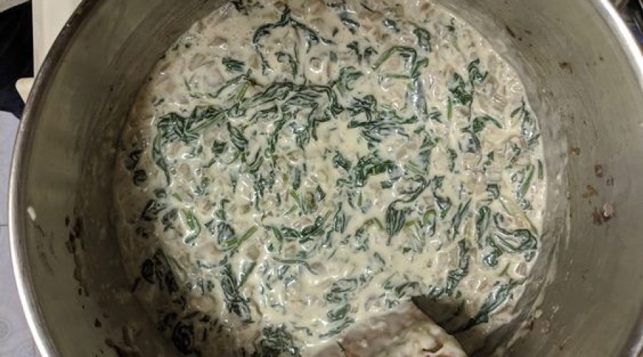 Pastel de Acelga filling - swiss chard in bechamel sauce for Peruvian style pie