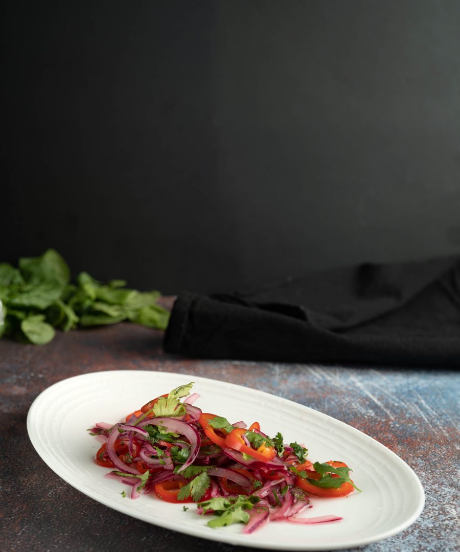 Peruvian salsa criolla with red onion, ají limo, and cilantro