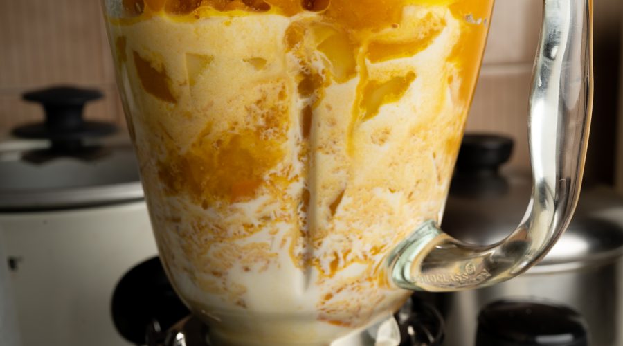 a pic of a pumpkin soup on a blender