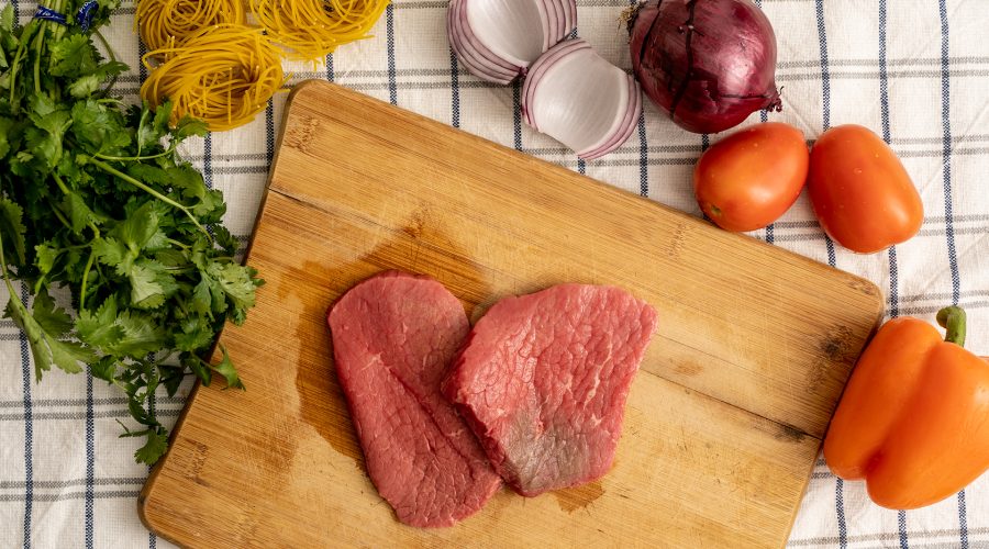 meat and other ingredients on a table