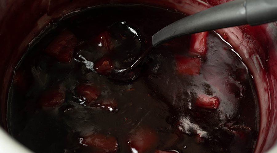 a pic of mazamorra morada being cooked on a pot